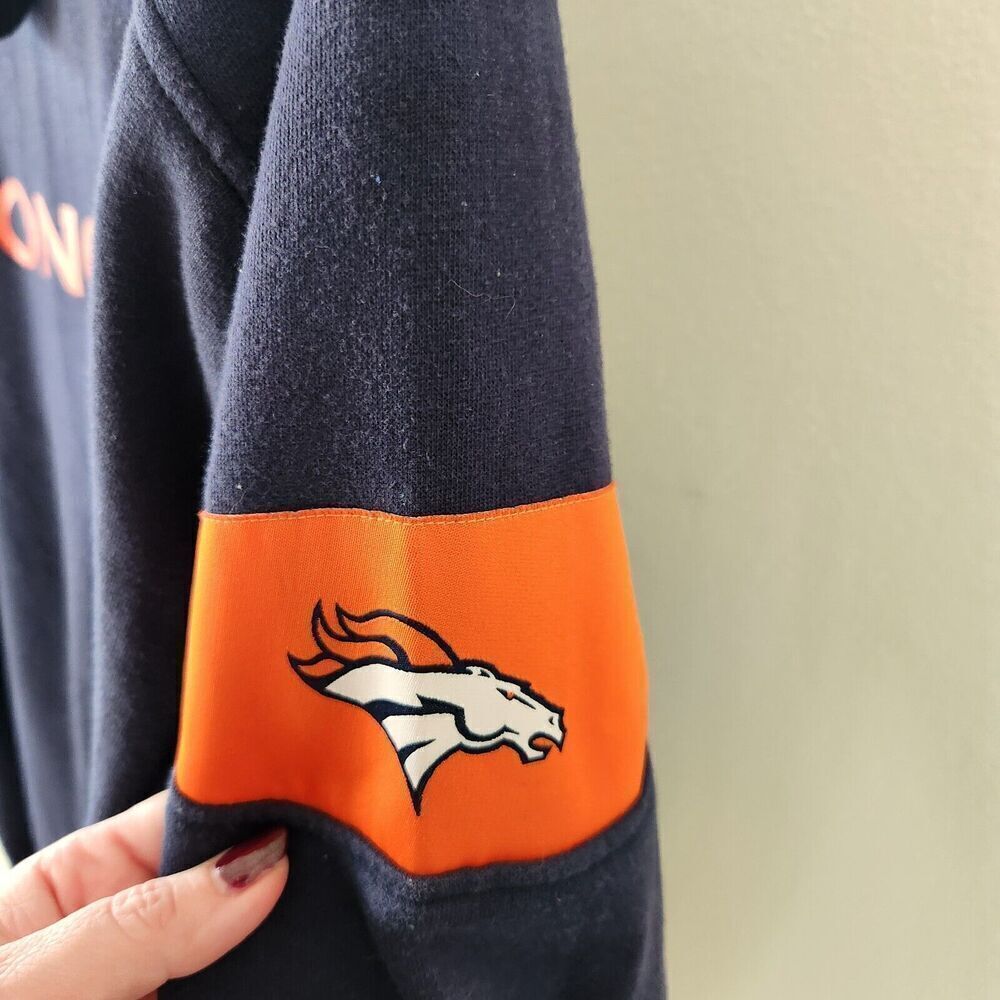 NFL Denver Broncos Full Zip Hoodie Jacket Mens Size Large Embroidered Navy Blue - Picture 6 of 7